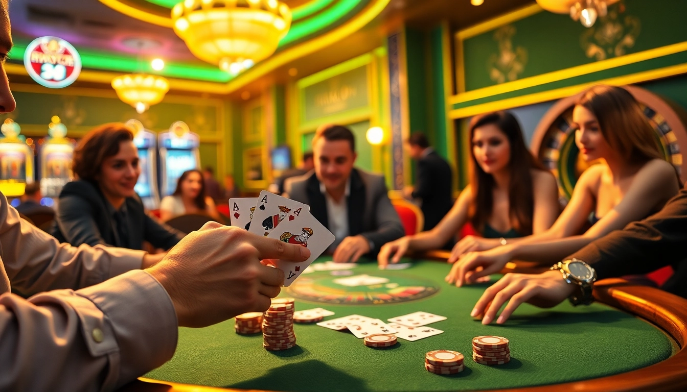Experience gacor123 in an exhilarating poker game where players revel in winning moments and vibrant casino ambiance.